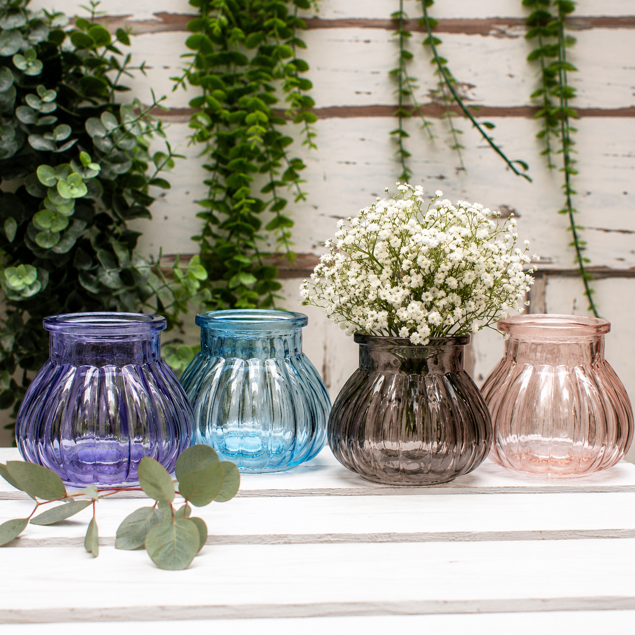 Bubble Glass Jar Vase (7.5cm) (4 Colours)