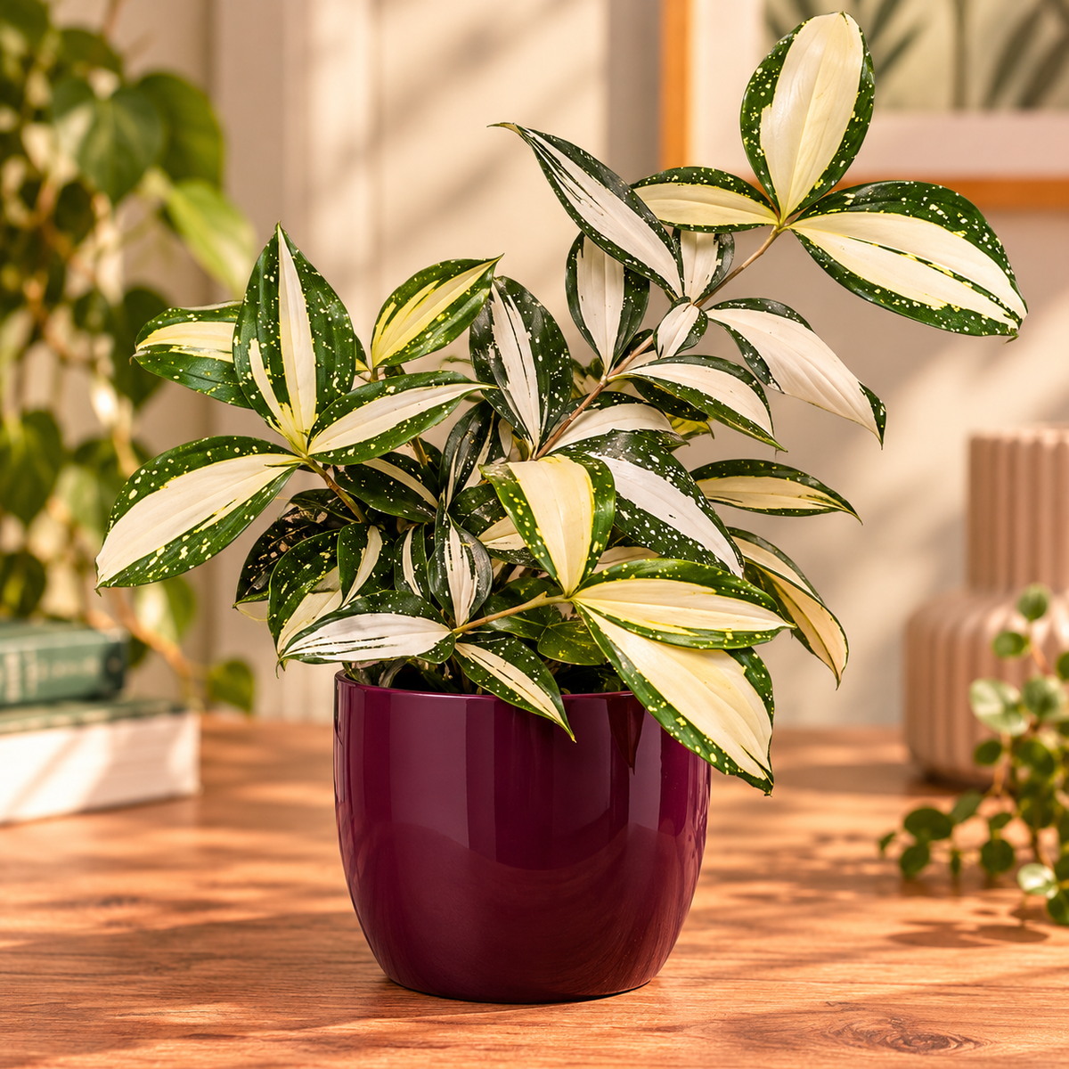 The Perfect Pair – Dracaena Milky Way 12cm & Mulberry Pot