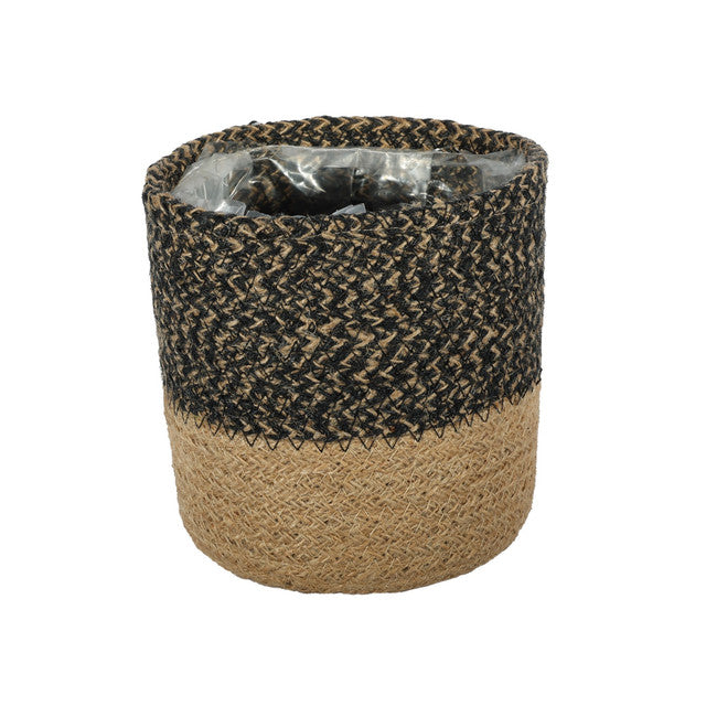 Black & Natural Jute Basket