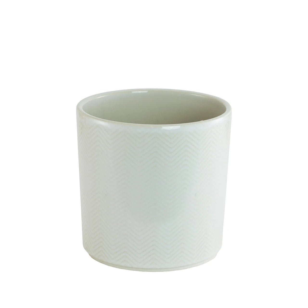 Cream Zig Zag Pot 12cm inner