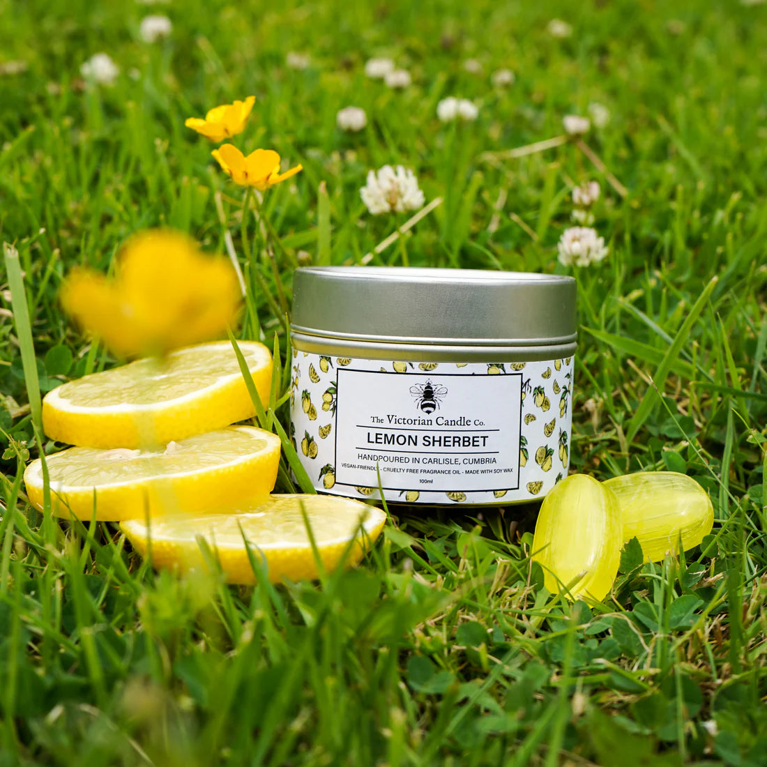 Lemon Sherbet Scented Tin Candle, 100ml