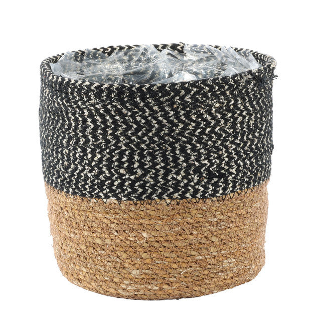 Black & Silver Seagrass Basket