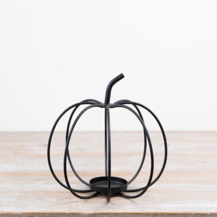 Black Iron Pumpkin Tea Light Holder