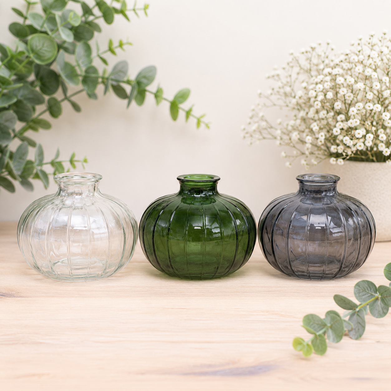 Round Bottle Vase, 10.8cm (3 Colours)