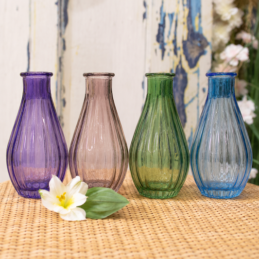 Vintage Fluted Bud Vase (14cm) (4 Colours)