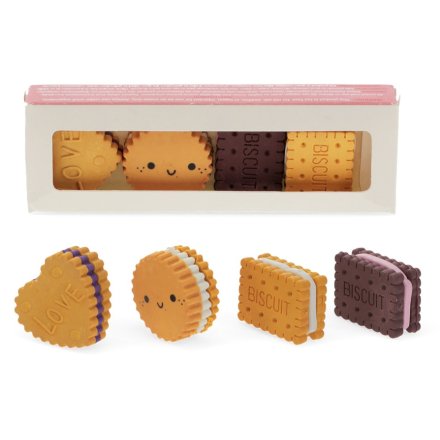 Biscuit Shaped Erasers 4 pack