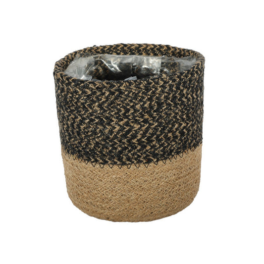 Black & Natural Jute Basket