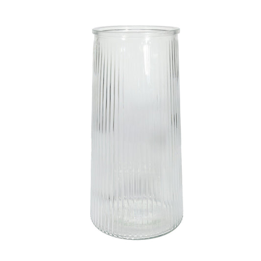 Clear Tall Ribbed Graduated Glass Vase (32cm) - opening 11.5cm
