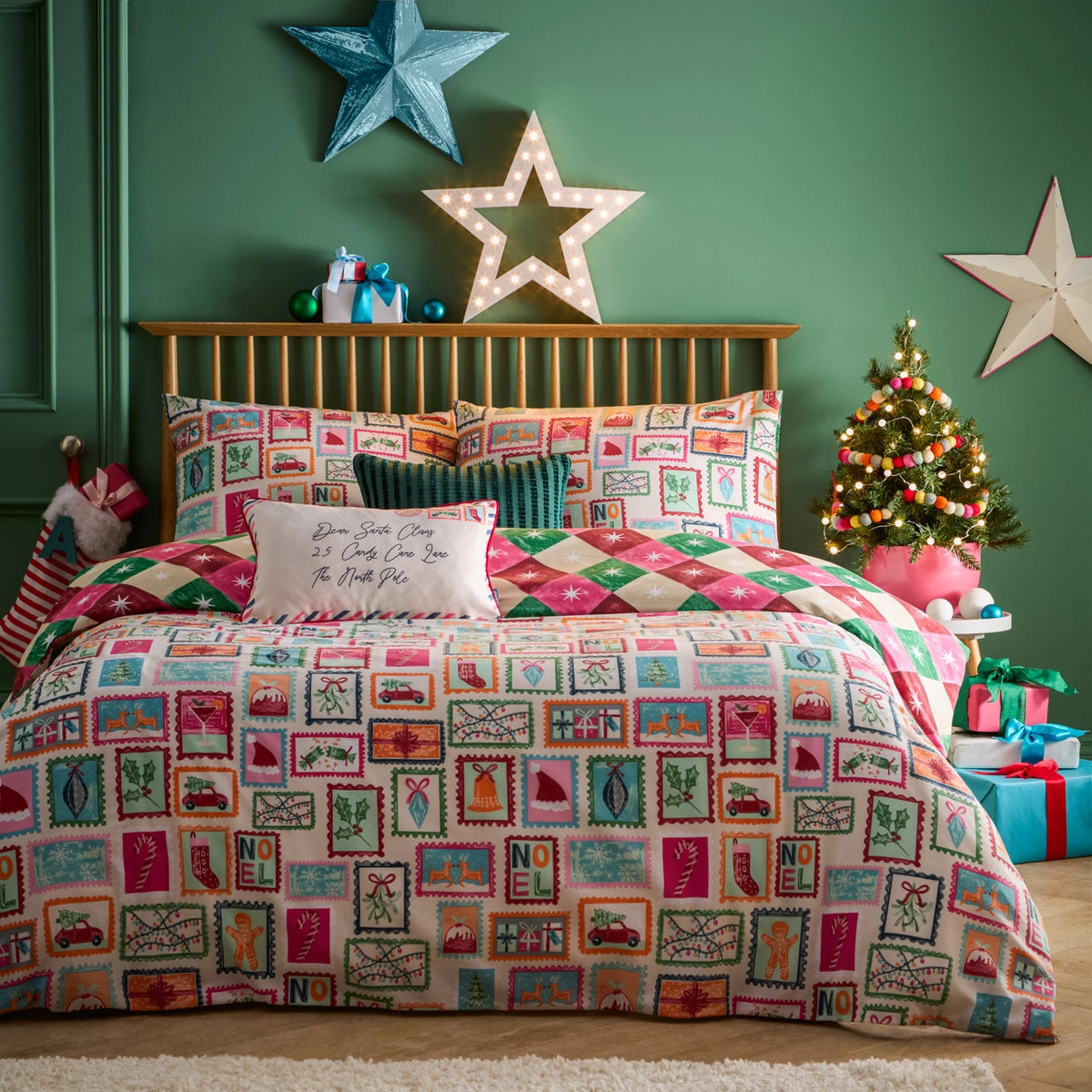 Dear Santa Printed Duvet Cover Set Multicolour - Single