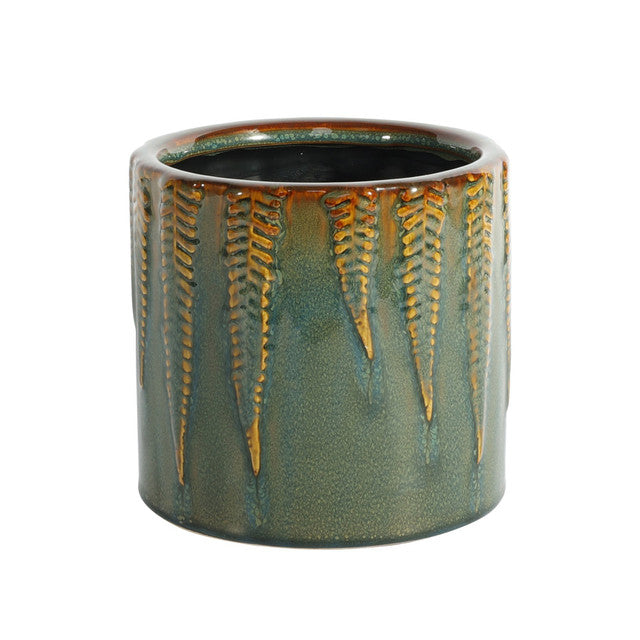 Green Fern Glaze Pot