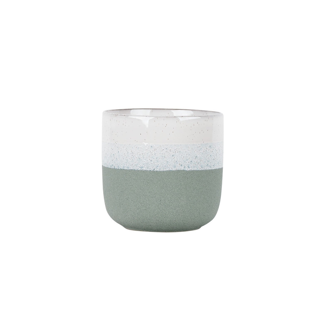 Green & White Neopolitan Stoneware Pot