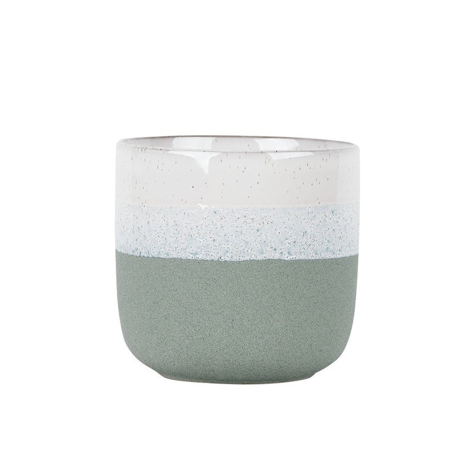 Green & White Neopolitan Stoneware Pot