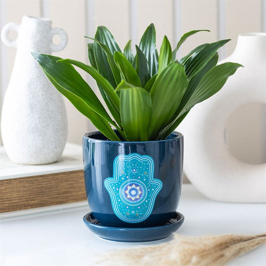 Hand of Hamsa Ceramic Plant Pot - 10cm inner