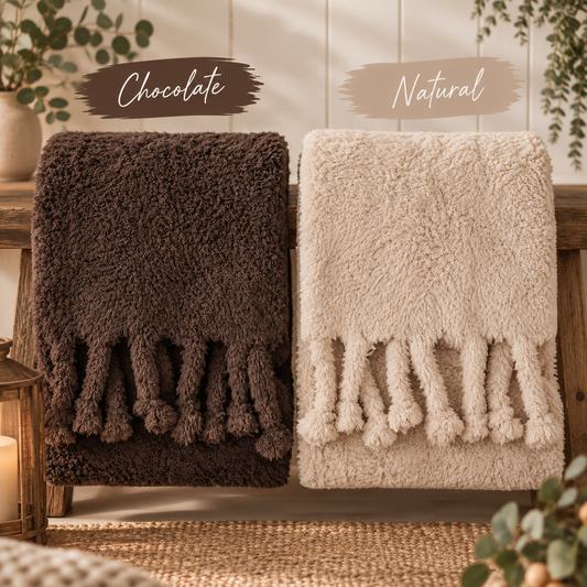 Harlan Borg Sherpa Tasselled Throw 140 x 180cm