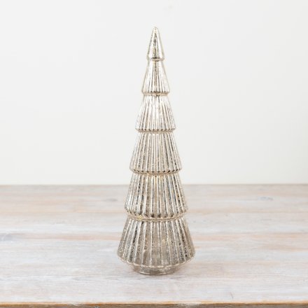 LED Light Up Glass Tree Decoration, 25cm