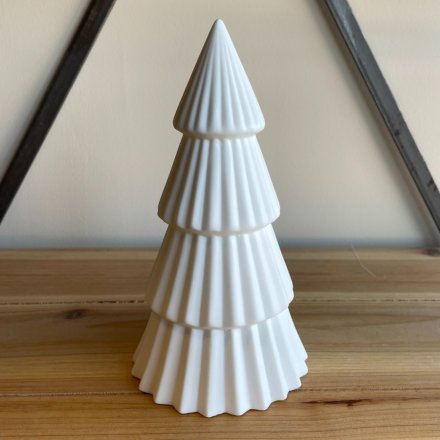 LED Ceramic White Tree, 20.5cm