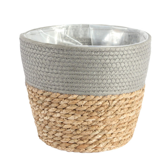 Two Tone Seagrass and Grey Paper Basket 23cm