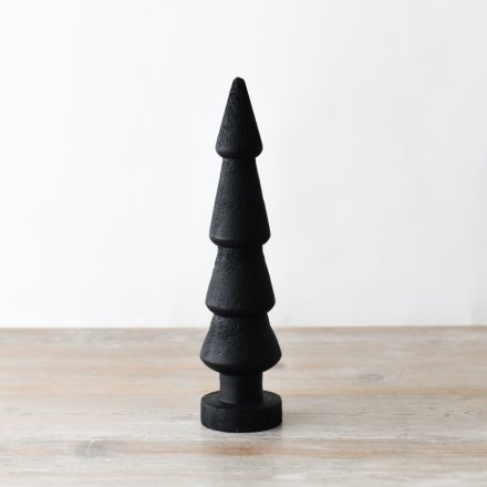 Black Wooden Christmas Tree Decoration - 30cm