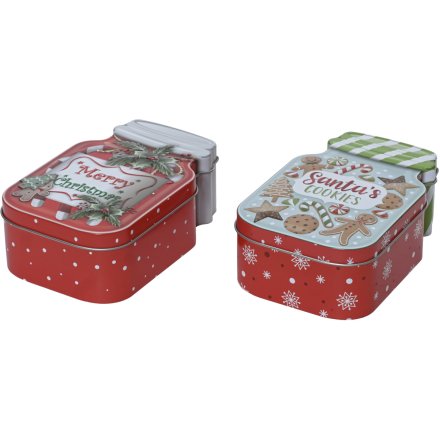 Christmas Printed Storage Tin, 15cm (2 designs)